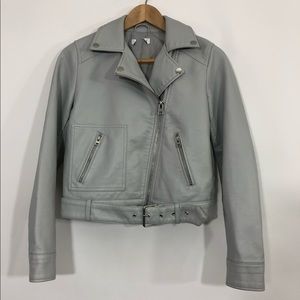 Topshop Kota Crop Faux Leather Moto Jacket